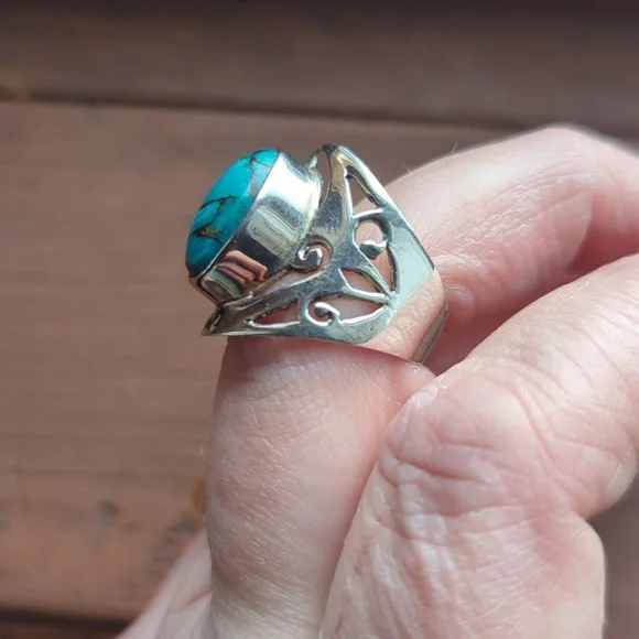 Turquoise sterling silver 925 Ring, size 7 - Picture 7 of 9